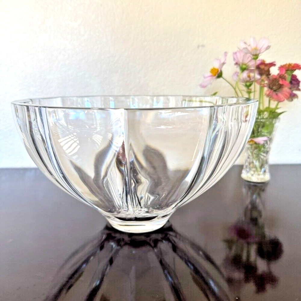 Vintage 80s Mikasa Iceland Heavy Crystal Candy Bowl Dish 10" Slovenia HTF 1980s